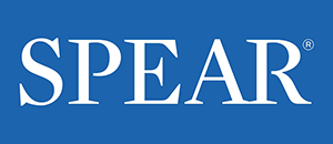 The image displays a logo with the word SPEAR prominently displayed in uppercase letters, accompanied by the name SPEAR in smaller uppercase letters beneath it. The logo features a stylized letter S and appears to be associated with a company or organization named SPEAR.